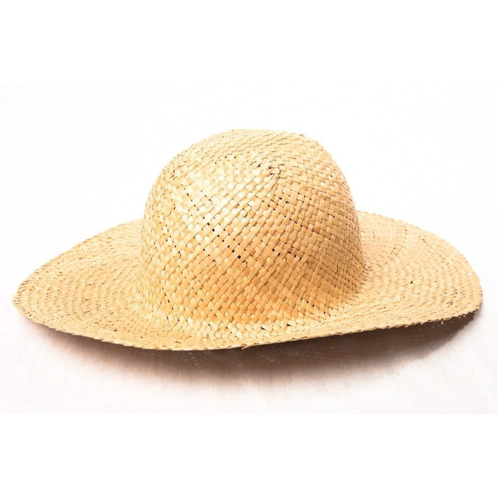 Vtg Unisex Tan Hand Woven Straw Hat Extra Wide Brim Made In The People'' Of China