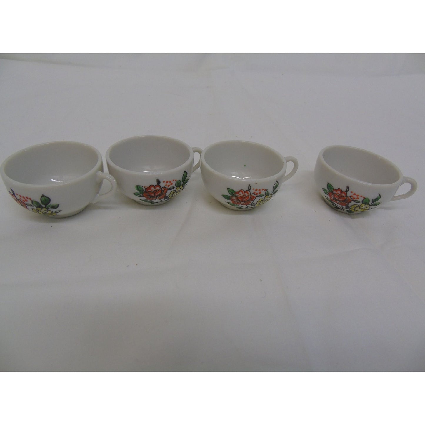 Vtg Miniature Teapot Tea Party 17 Piece Set Brilliant Orange Yellow Roses Green Leaves Plates Saucers Creamer Sugar Cups Made In Japan