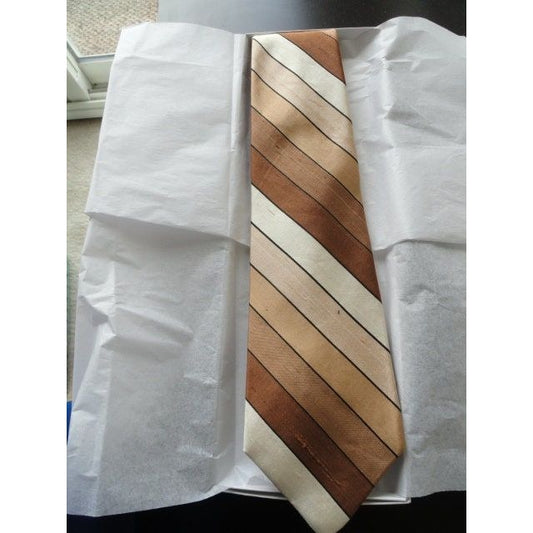 Vintage Men’s SAKS FIFTH AVENUE Sulka Stripe Tie All Silk Browns Beige Fully Lined