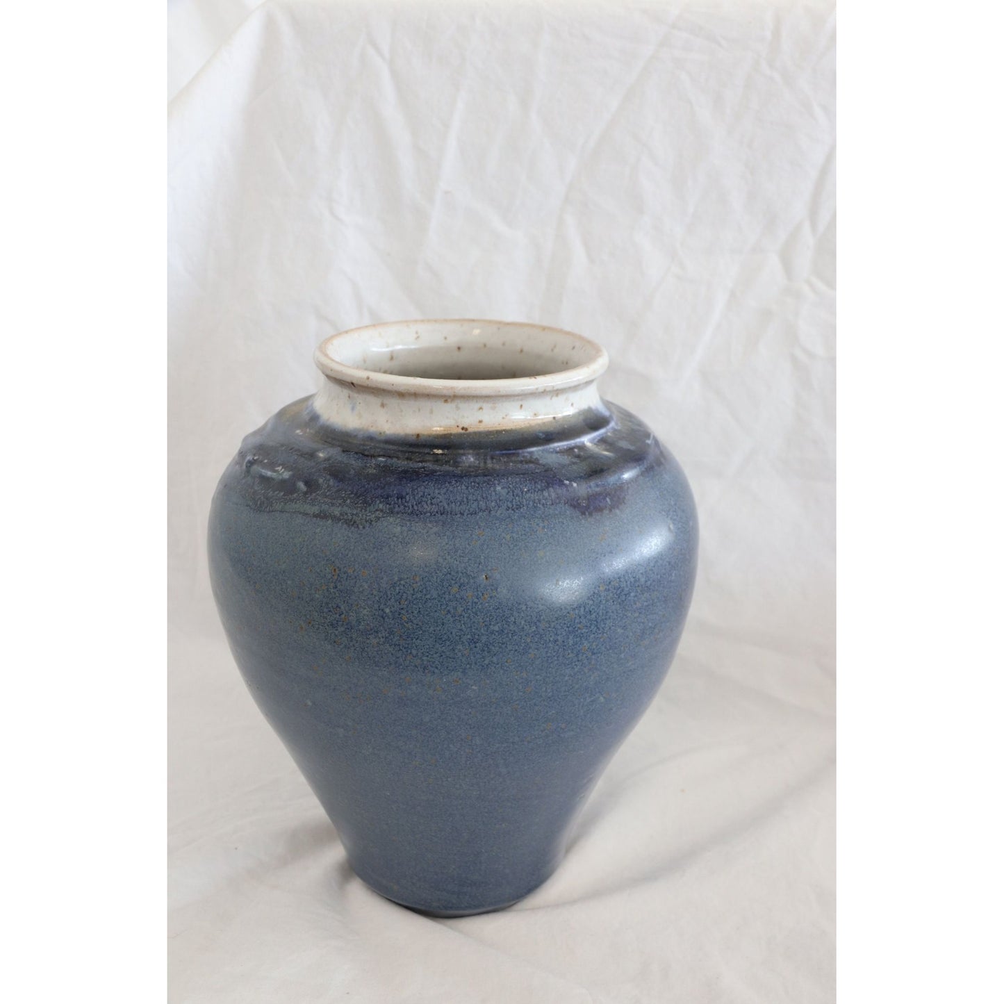 Vtg Handmade Art Fine Pottery Tapered Vase Shades Of Blue Hand Glazed