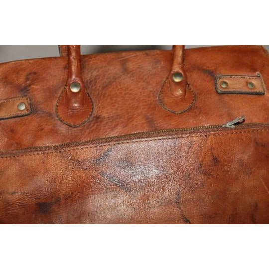 Vintage Genuine Leather Carry On Bag Luggage Handmade In Argentina Shoulder Cross Body Strap