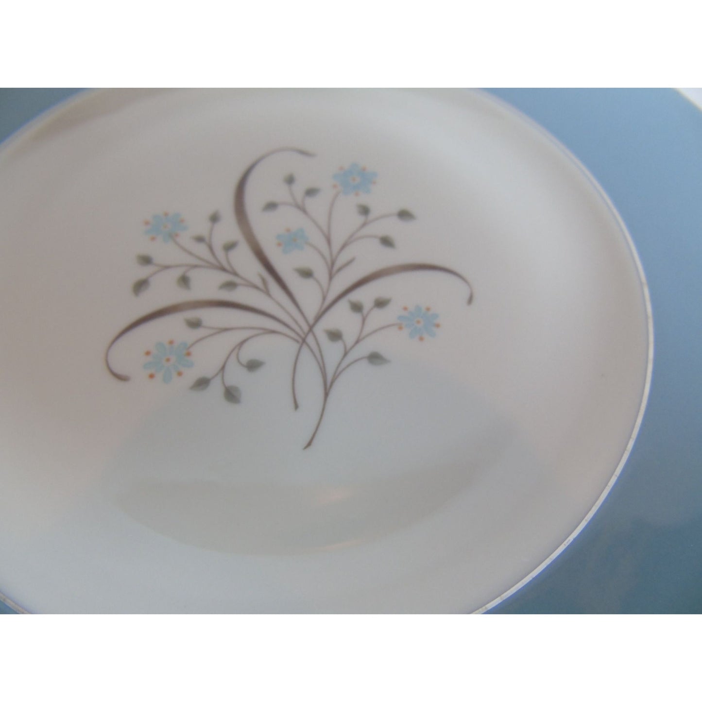 Vtg Blue Meadow Breeze Syracuse China Salad Plate Blue Rim & Flowers Discontinued Dishes