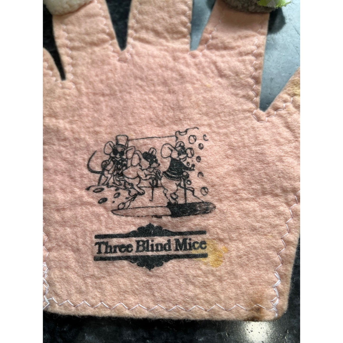 Vintage 1980's Three Blind Mice Hand Puppet Farmer's Wife Nursery Rhyme Pink Handmade