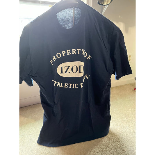 Vtg Property Of IZOD Athletic Depart. Navy & White T-Shirt 100% Cotton Made In Israel Size Large  90's/2000's Promo T-Shirt