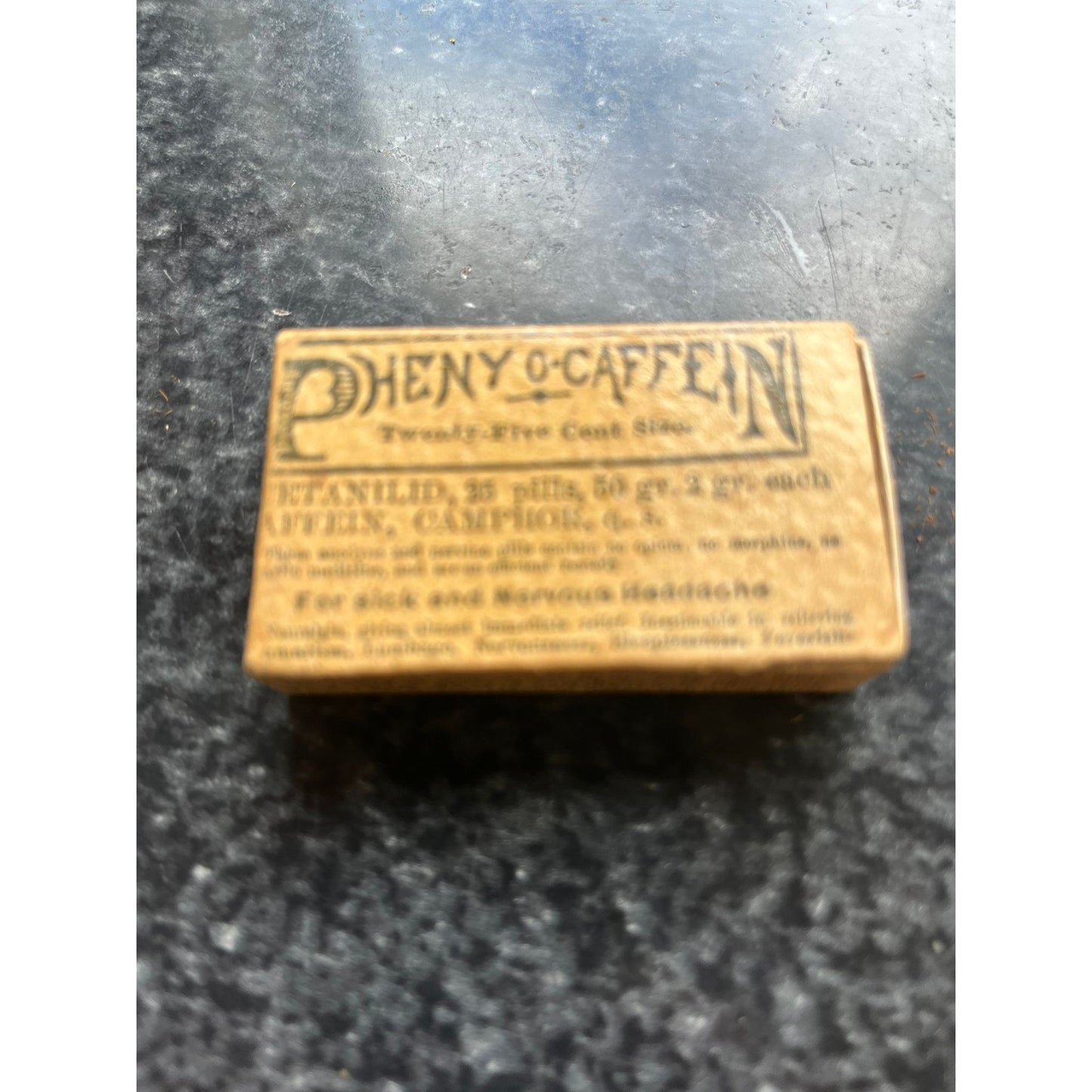 Antique Medicine 1920's Pheny O-Caffein Box Medical Quackery Original Instructions Collector's Items