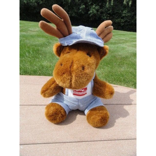 Vintage 1997 McKinley Explorer Alaska Moose Plush Train Conductor Denali Park Stuffed Animal NWOT