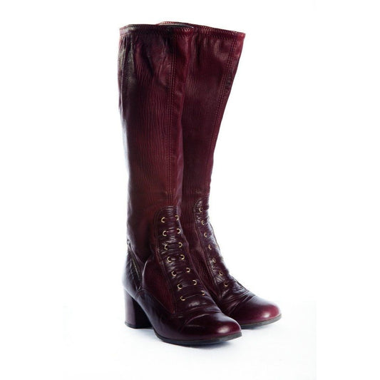 Women’s Leather Boots 1970’S Degas Calzados ELDA CHIERNO Spain SFA Maroon 5M