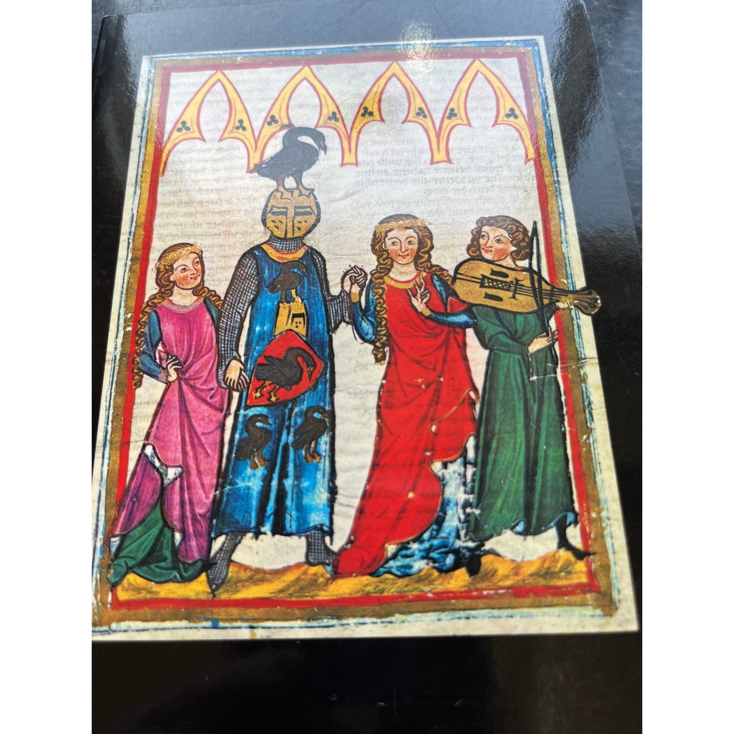 Vtg Print Franco Marie Ricci FMR Magazine Italy Miniature Codex Manesse fol. 146r: Herr Hiltbold von Schwangau (fl. 1221–1254)