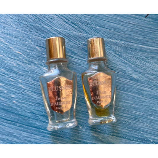 Vtg Lot of 2 ECUSSON Perfume by Jean D'Albret Micro Mini 2 ml 1970s One Empty One 50% Full