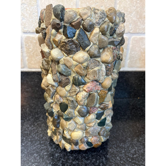 Vtg Wine Cooler Handmade Hand Placed Rocks Stones Pebbles Terracotta Wine Cooler