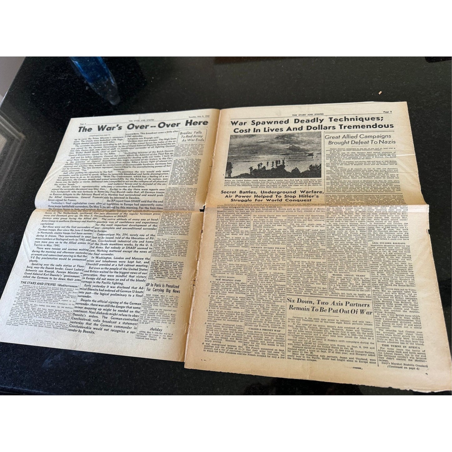 Vtg WWII Extra Extra The Stars and Stripes Mediterranean Tuesday August 14, 1945 Vol. 2 No. 55 Printed In Italy "Japs Say They Accept"