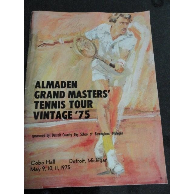 Vintage ’75 Bobby Riggs Signed Autographed GRAND MASTERS’ Tennis Program Detroit MI