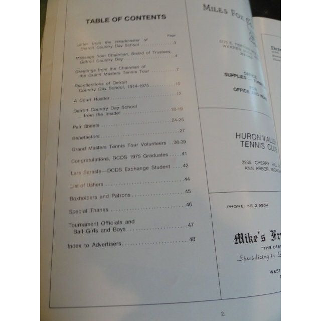 Vintage ’75 Bobby Riggs Signed Autographed GRAND MASTERS’ Tennis Program Detroit MI