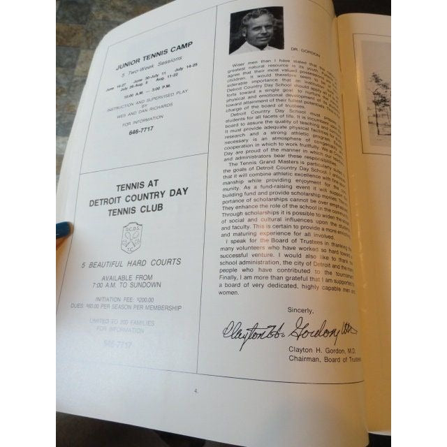 Vintage ’75 Bobby Riggs Signed Autographed GRAND MASTERS’ Tennis Program Detroit MI