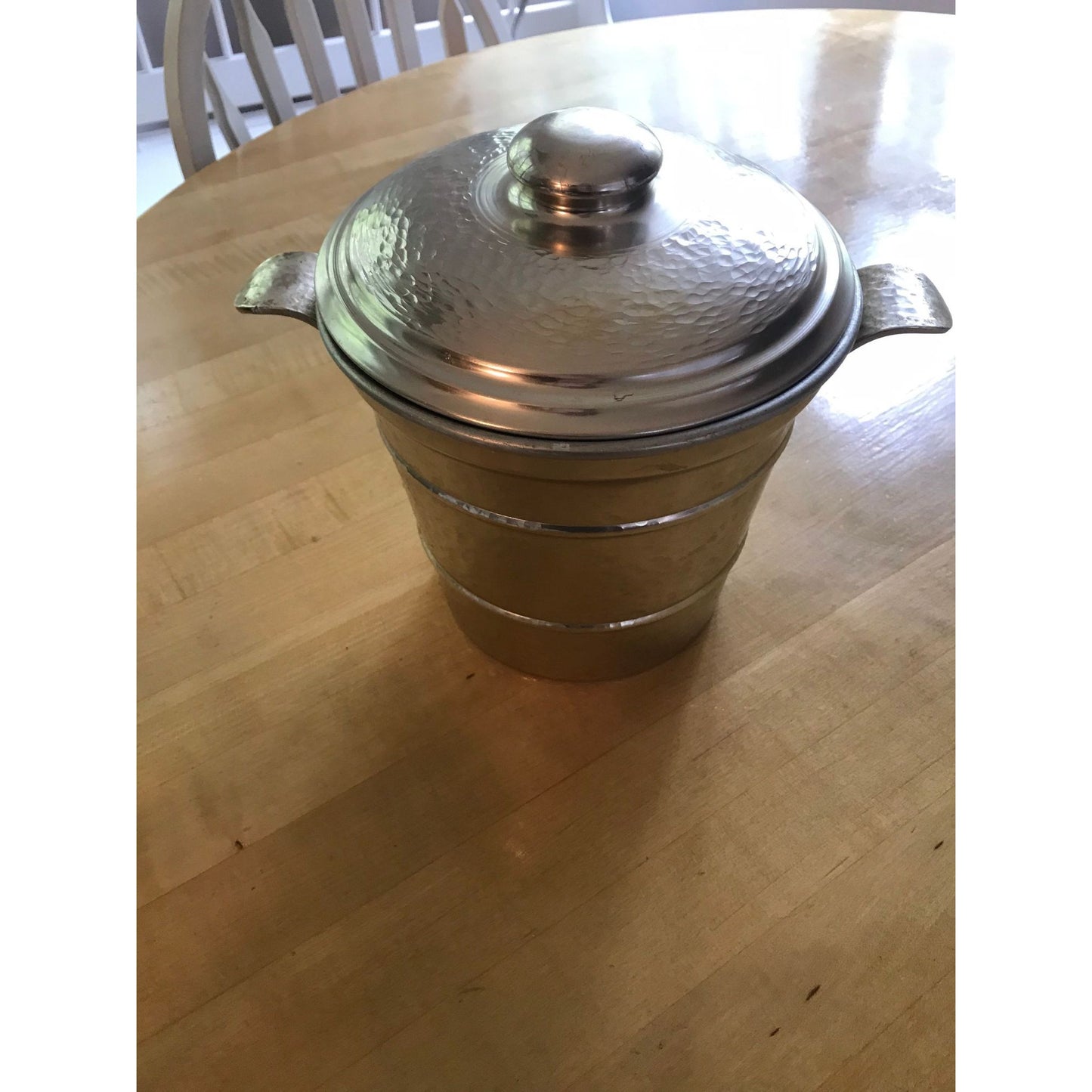 Vtg Mid Century Gailstyn Hammered Aluminum Ice Bucket Bronze Shade Wine Bottle Cooler 2 Hand Grips