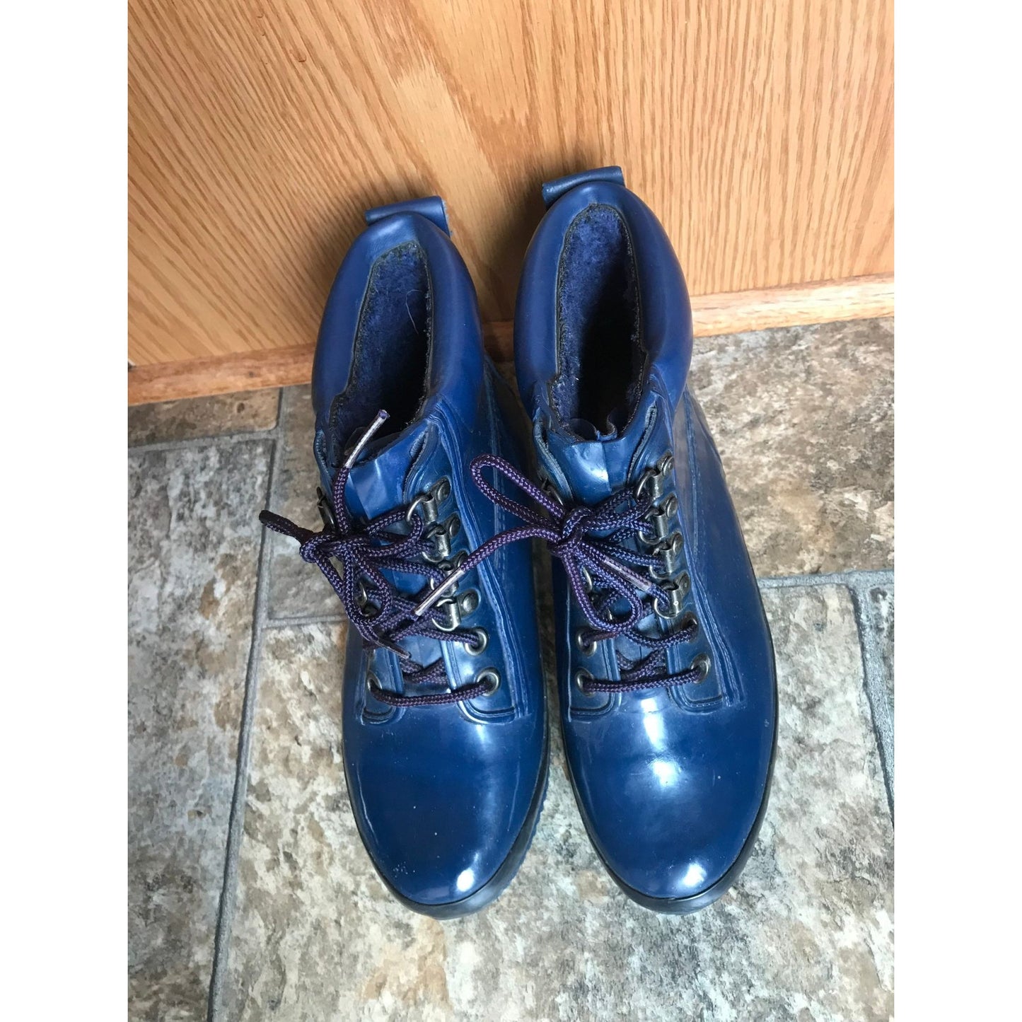 Vtg Woman's Eddie Bauer Blue Ankle Waterproof Boots Size 6 Handcrafted In Korea Lined Boots