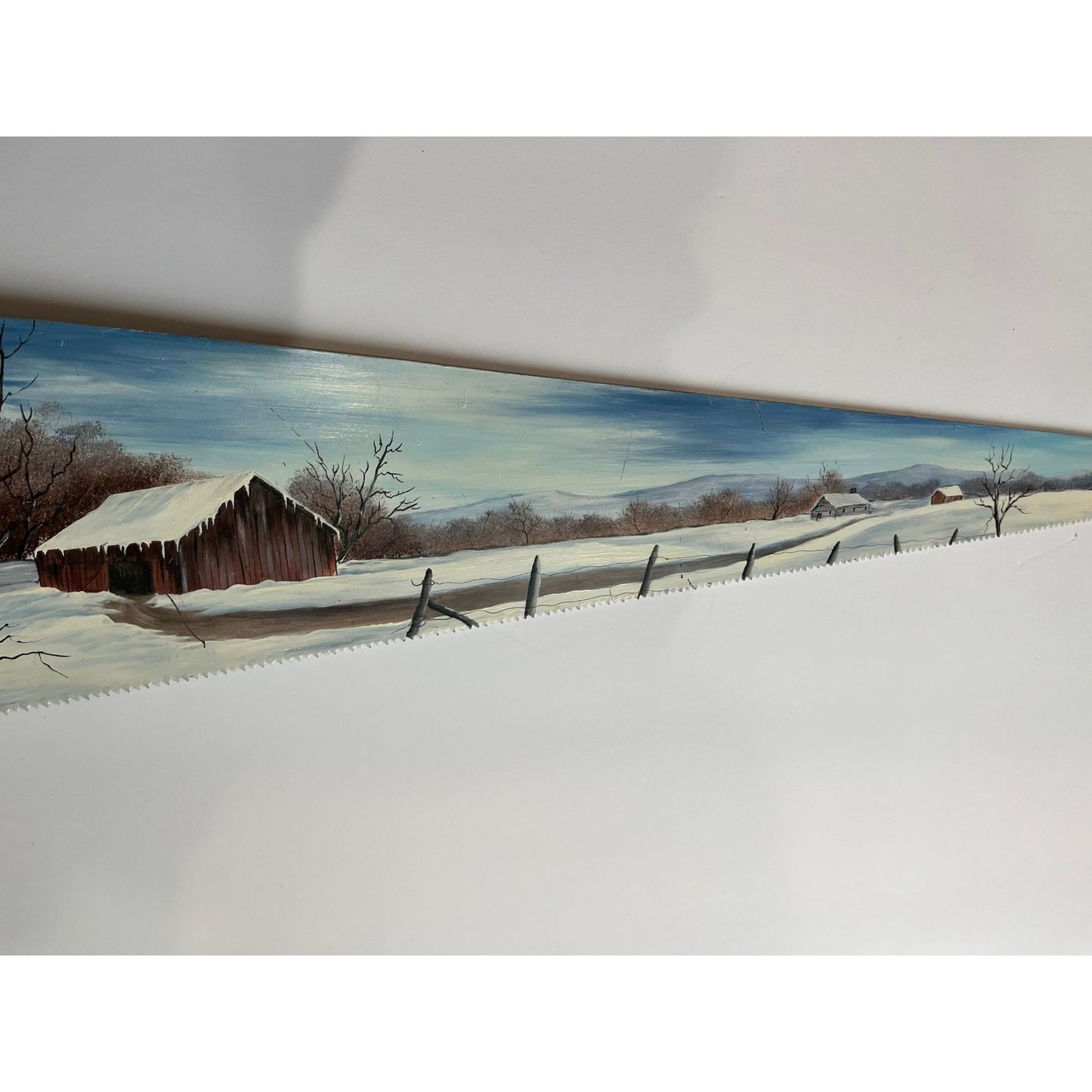 Vtg Betty Robinson Artist Plastic Hand Saw Folk Blade Art Painting Signed Betty '89 Primitive Wall Art Décor Farmhouse