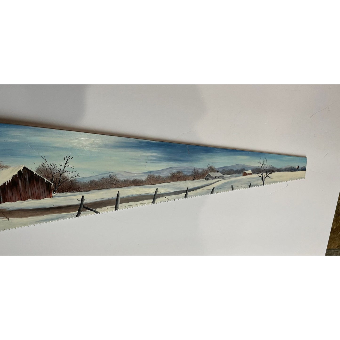 Vtg Betty Robinson Artist Plastic Hand Saw Folk Blade Art Painting Signed Betty '89 Primitive Wall Art Décor Farmhouse