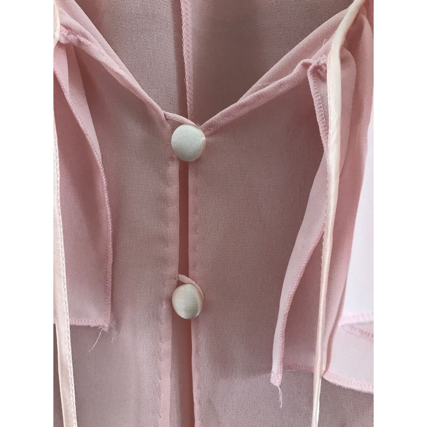 Vintage 1980's Full Length Peach Lingerie Robe Full Ruffles Neckline Sleeves Hemline Size M Peach Flowers