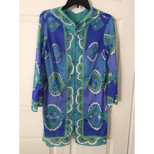 Vintage Emilio Pucci Formfit Rogers Printed Robe 1960s Small