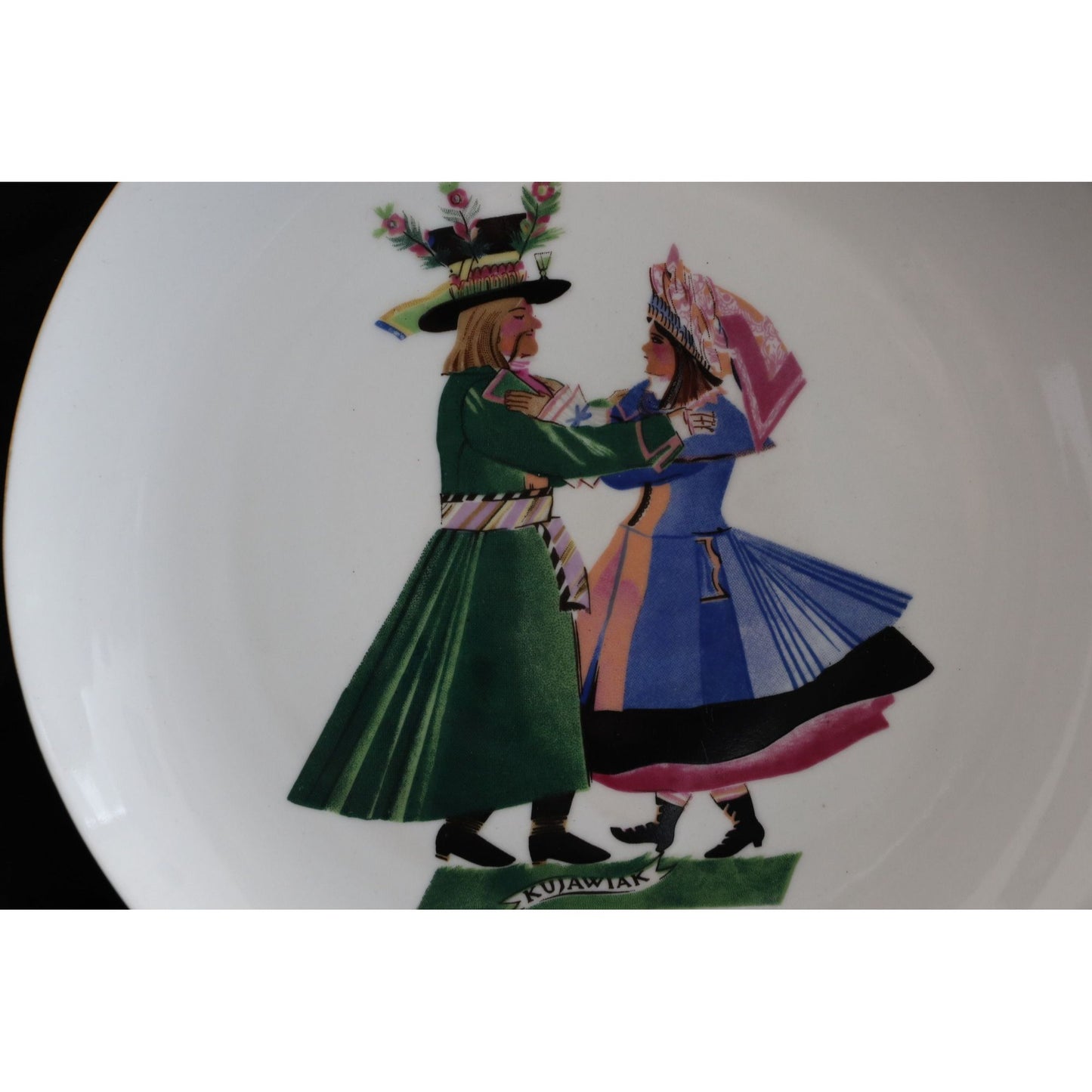 Favolina Dinner Plate Polish Folk Dance Kujawiak 9 1/2" Made In Poland Mid Century Costume