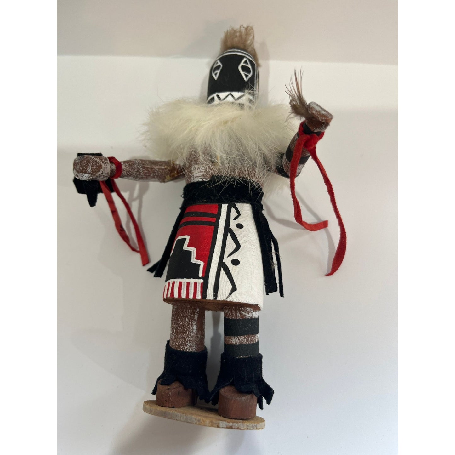 Vtg Navajo Kachina "Left Hand" Doll Signed by CC Carved By A Navajo 6 1/2" Copy Of Kachina History