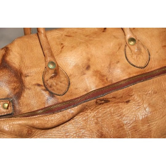 Vintage Genuine Leather Carry On Bag Luggage Handmade In Argentina Shoulder Cross Body Strap