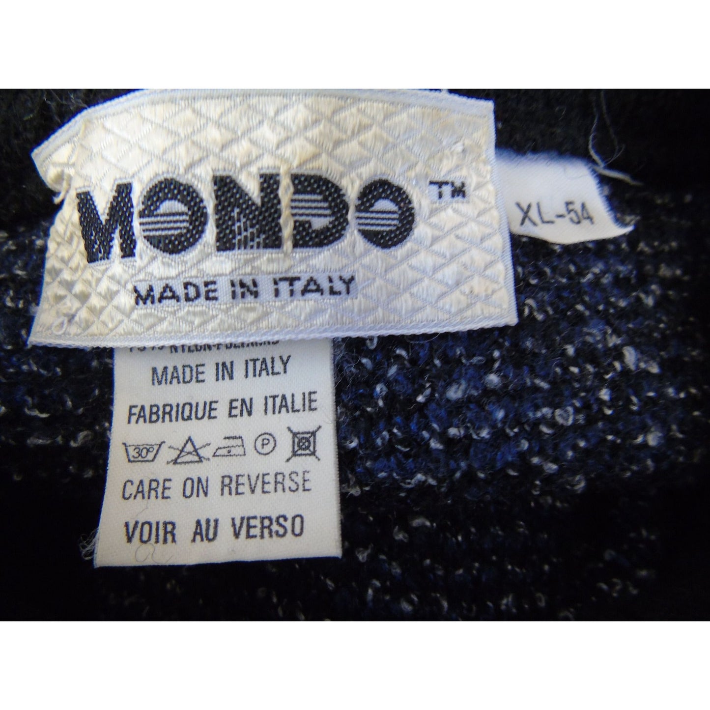 Vintage Men’s Mondo Designer Sweater Made In Italy XL 54 Grey Black Geometric