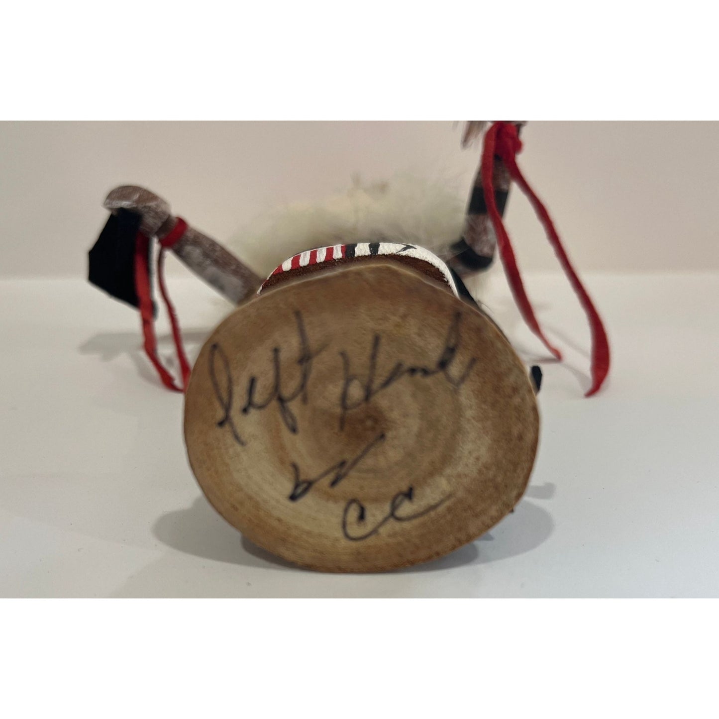 Vtg Navajo Kachina "Left Hand" Doll Signed by CC Carved By A Navajo 6 1/2" Copy Of Kachina History