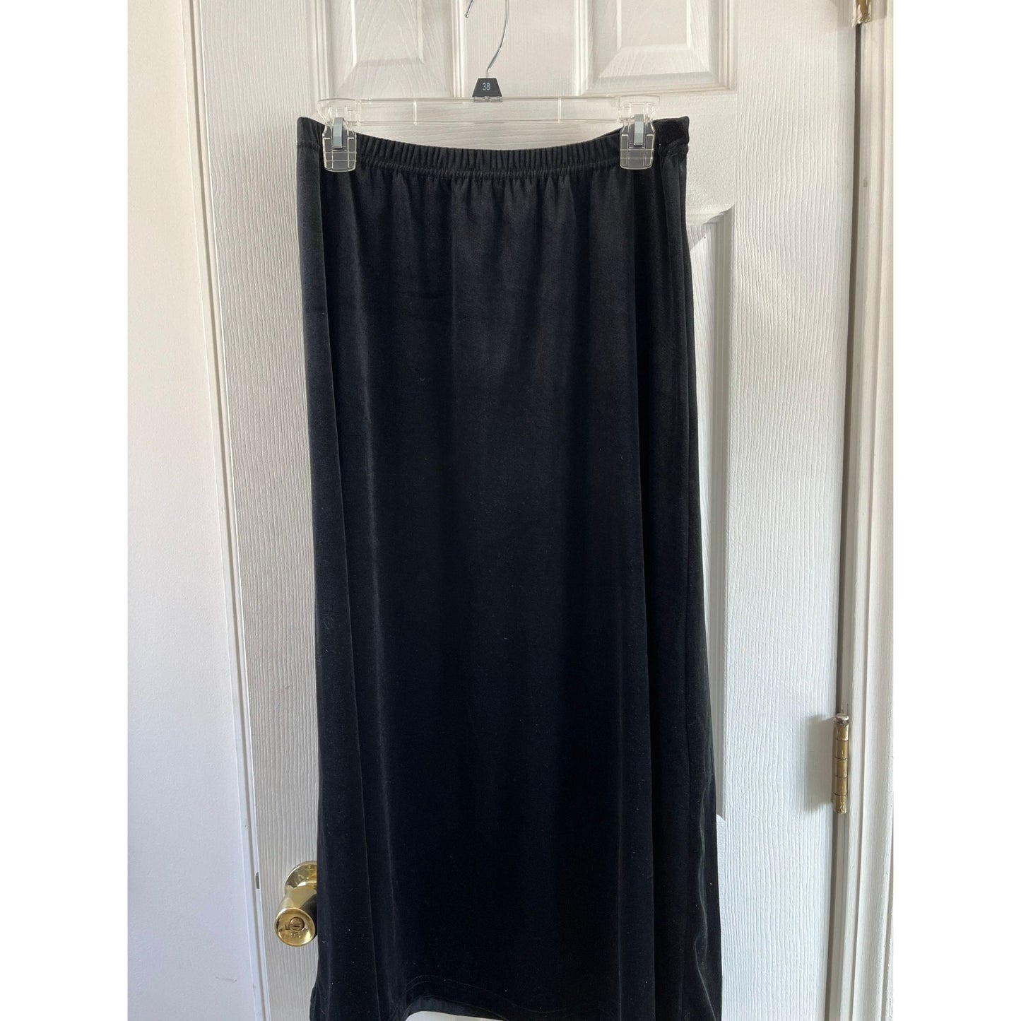 Vintage 1980's Women's Black Herman Geist Classic Maxi Skirt Elastic Waistband Size L