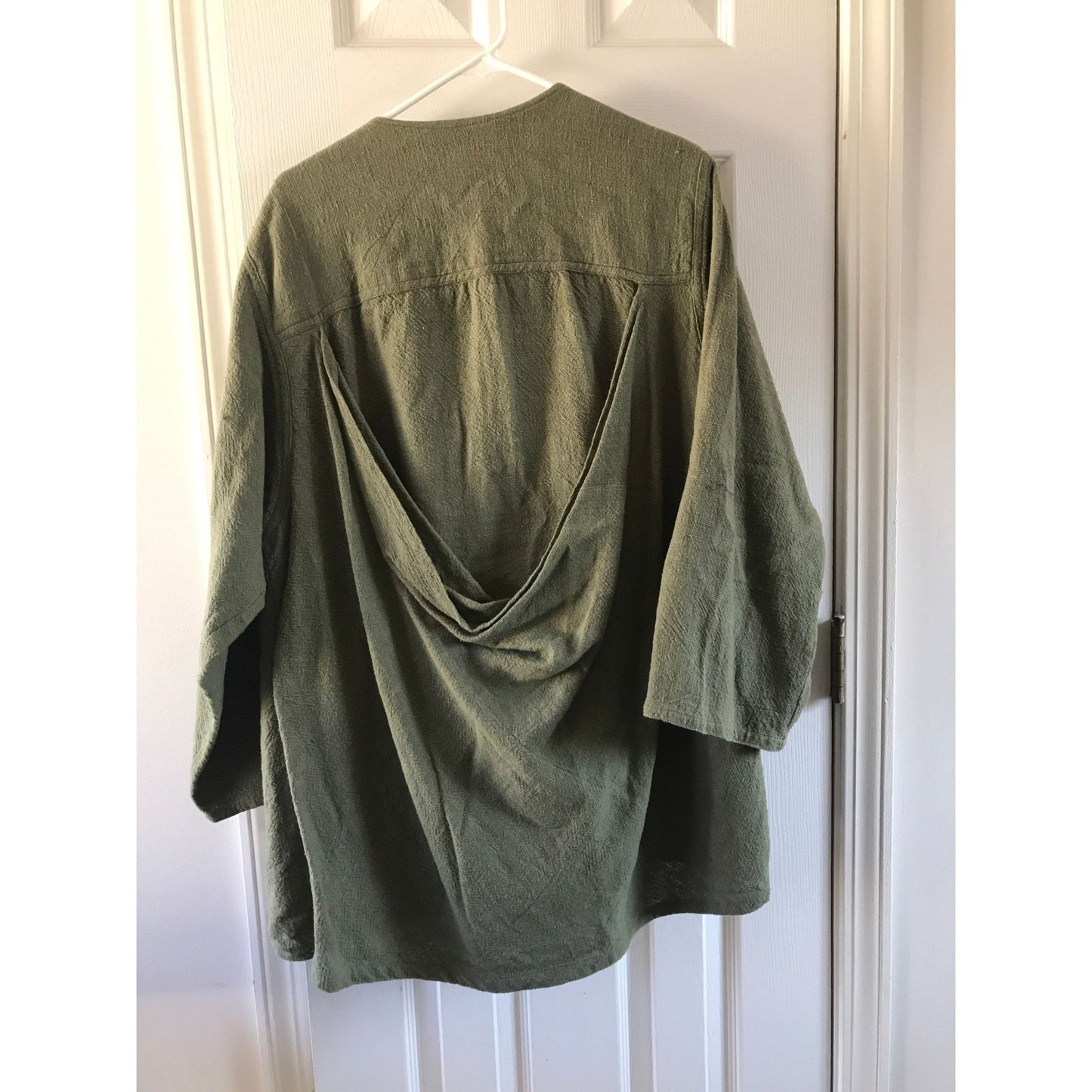 Vtg 1970's Sangam Imports Moss Green Top & Matching Jacket Made In India Size L 100% Cotton