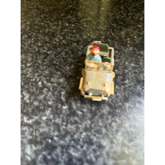 Vtg 1950's Bluto Popeye 801-3 Miniature Car Driving A Jeep Gray & Gold On The Left Side Stirring Wheel Hong Kong