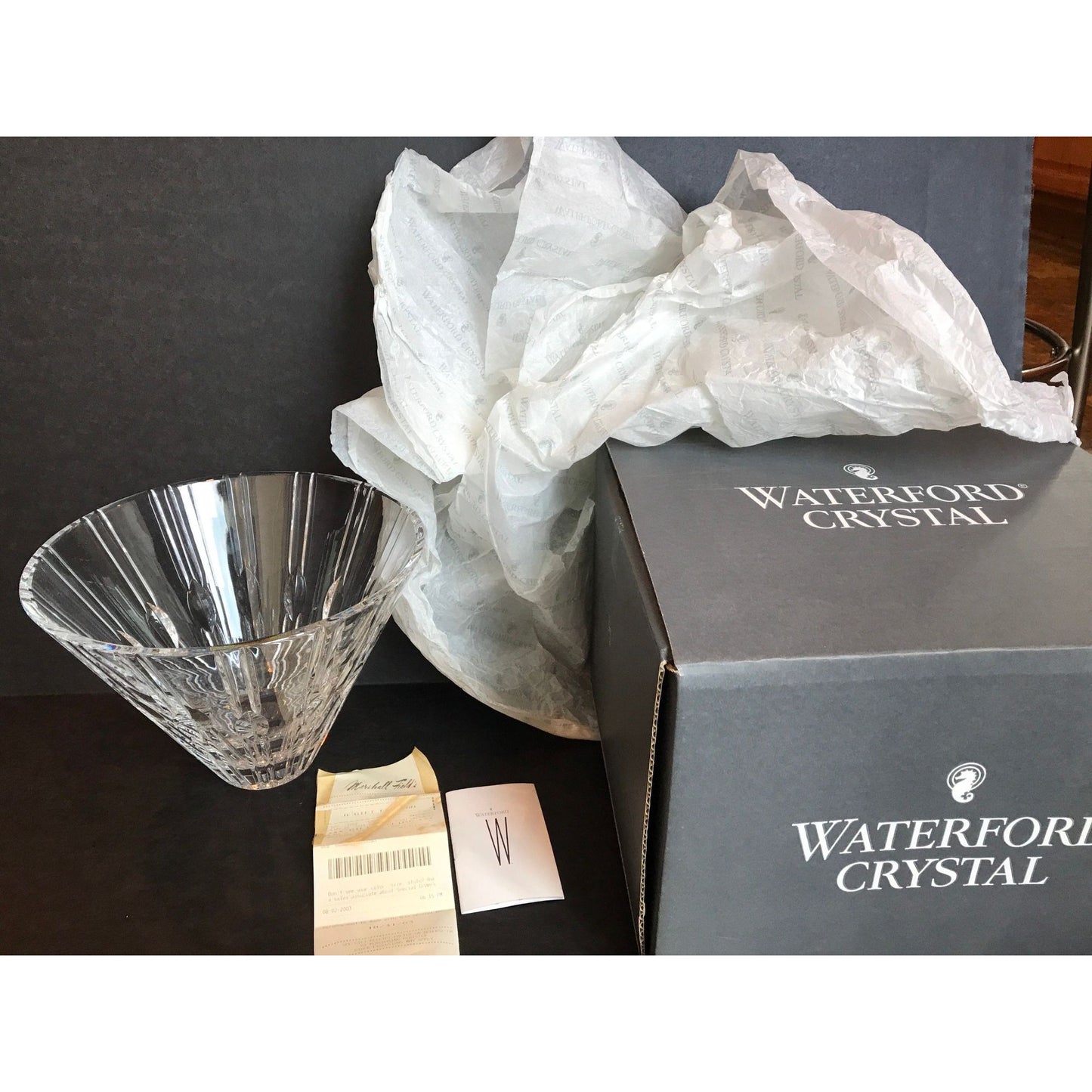 Vtg Waterford Meridian 9" Bowl NIB Discontinued 2007 Original Box Pamphlet Tissue Paper & Gift Receipt