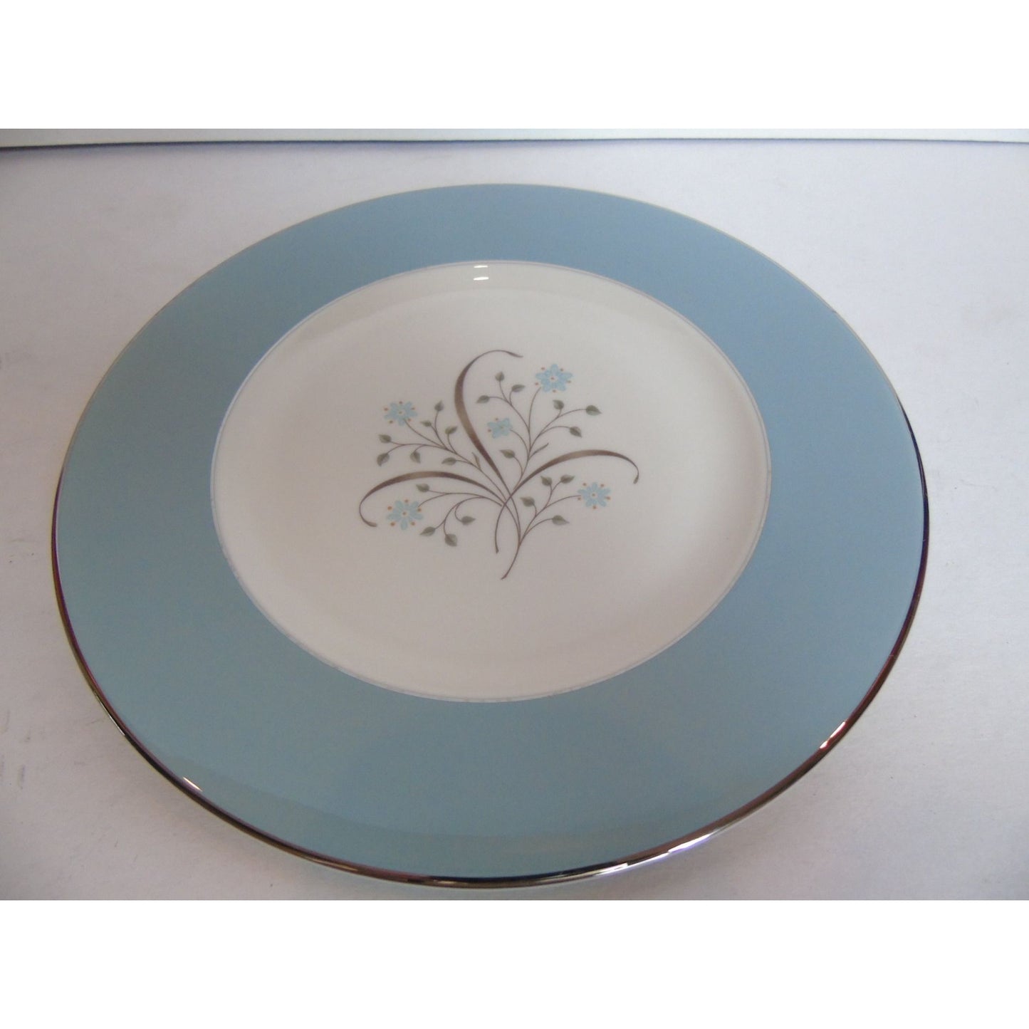 Vtg Blue Meadow Breeze Syracuse China Salad Plate Blue Rim & Flowers Discontinued Dishes