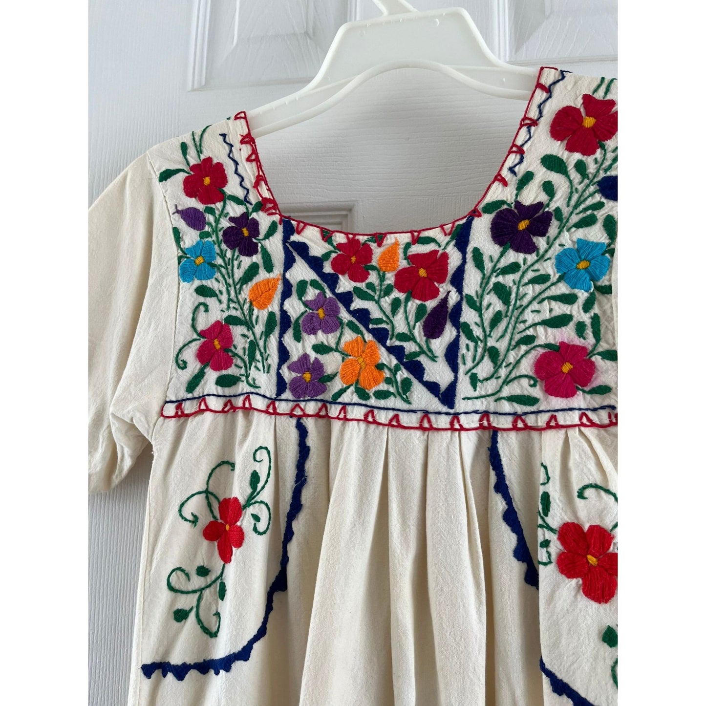 Vintage 1970's Handmade Hand Embroidered Maxi Dress Wedding Dress One Of A Kind Tlaquepaque Mexico Size Small