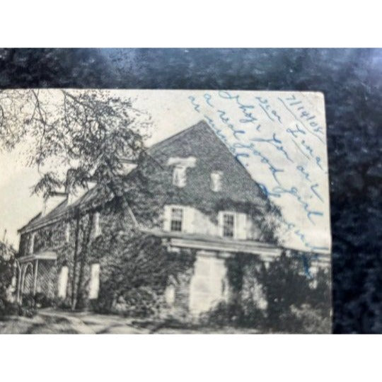 Antique 1908 Postcard 1 Cent Green Franklin Stamp "House In Bartram's Garden Near Derby PA Built 1731"