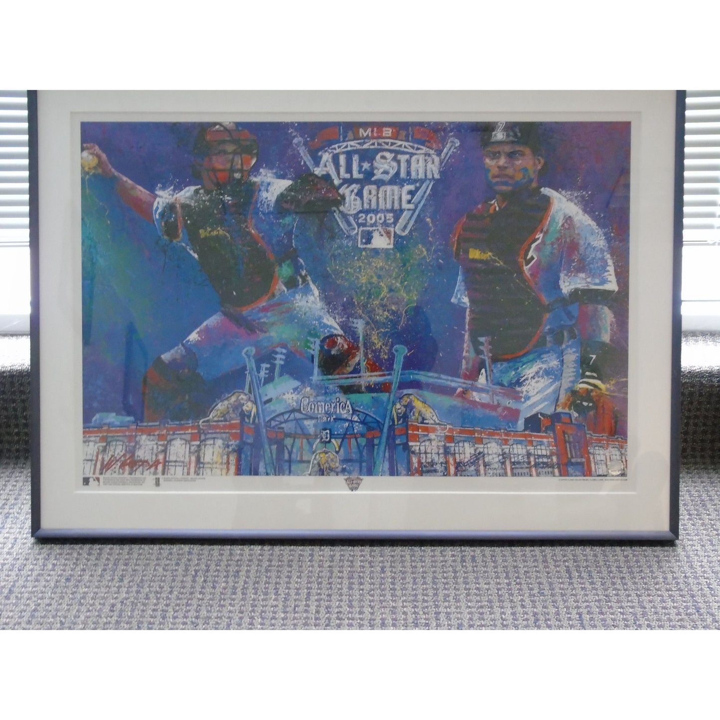 Bill Lopa Artist Poster Framed MLB 2005 Allstar Game Comerica Park Signed Poster Ivan Rodriguez