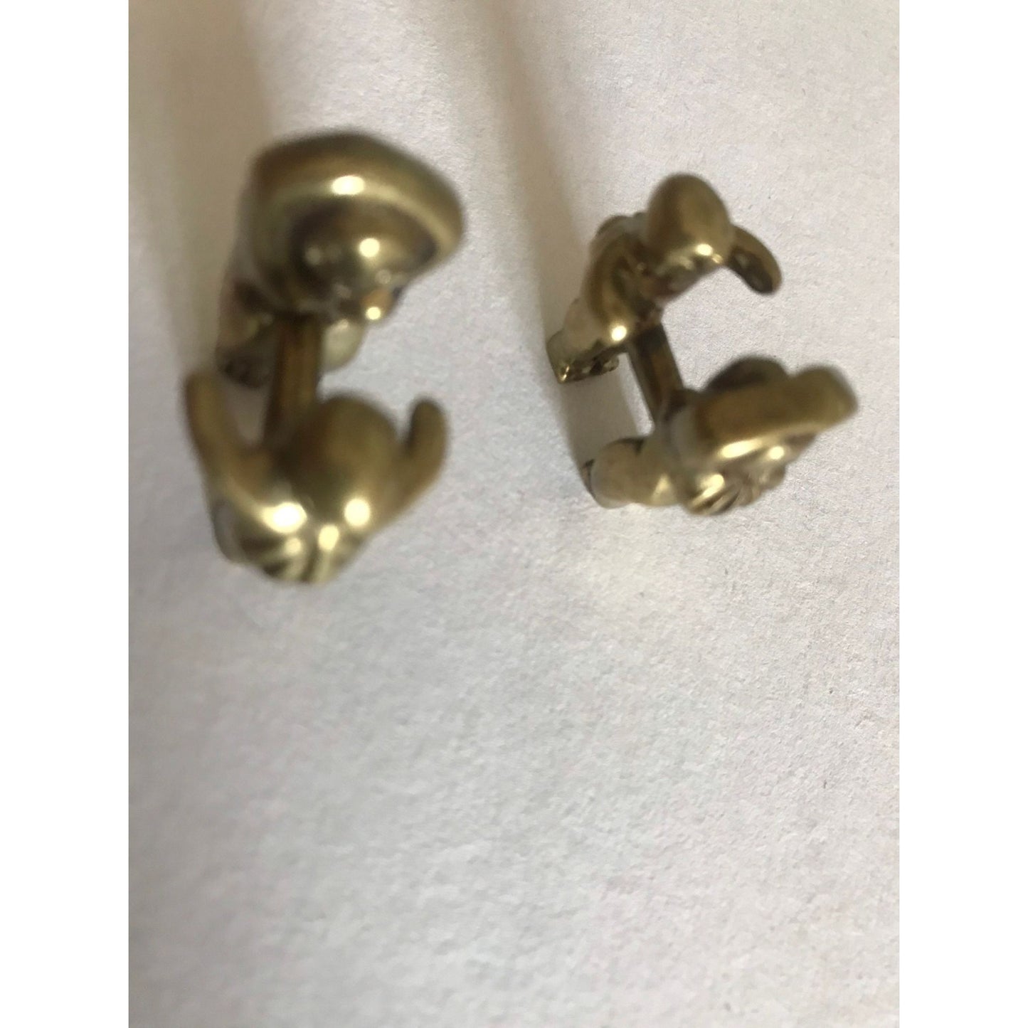 Vtg 1970's Male Female Screw Together Molten Brass Cufflinks Brutalist Modernist Cubist Abstract