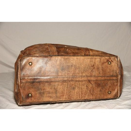 Vintage SIMA - PATICA Cuero Vala Leather Luggage Brass Hardware Made In Argentina