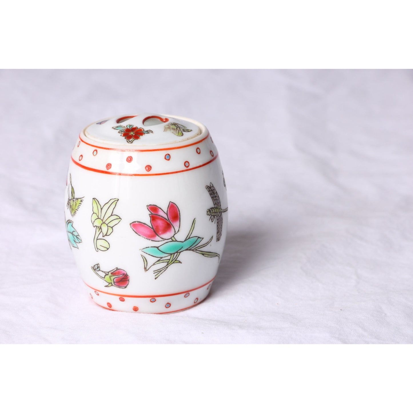 Vintage Miniature Chinese Garden Stool Miniature Chinese Jar With Lid Made In China 2 1/2"