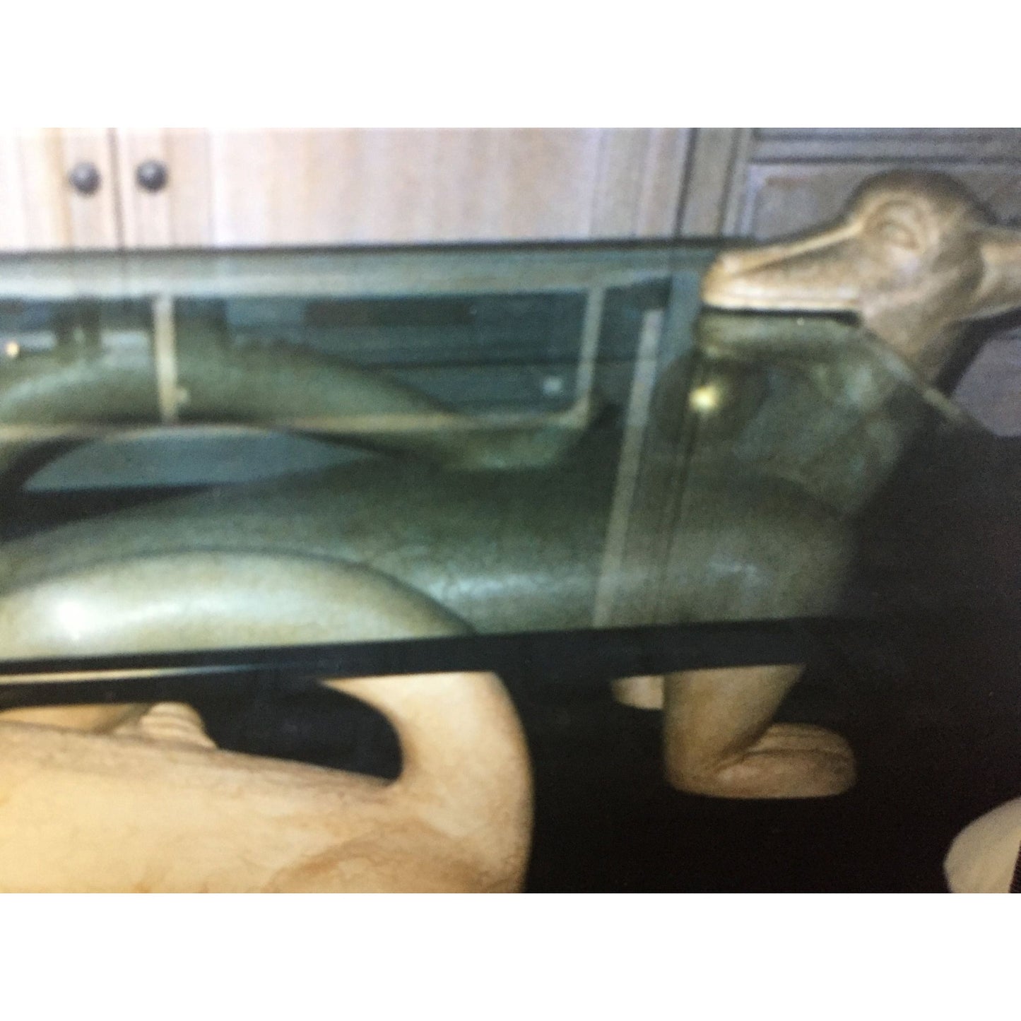 Vintage Mid Century Glass Cocktail Table Greyhound Egyptian Dogs With Gold Ball Mexico Local Pick Up Available