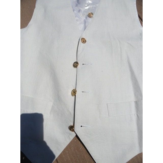 Vintage Men’s INTERNATIONAL MALE White Linen Cotton Vest L NWT Gold Tone Buttons