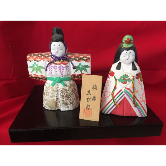 Vtg Handmade Japanese Vintage Kyoto Japanese Porcelain Dolls by Yamashina Hara Doll Studio Hand Painted Wooden Stand Original Box