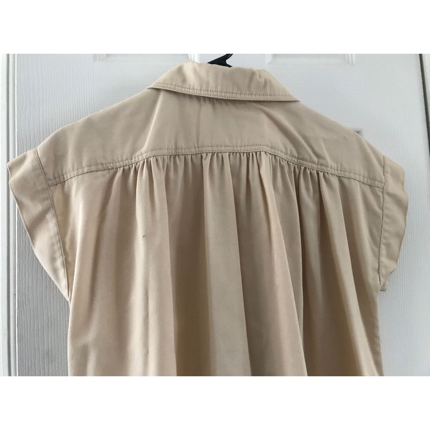 Vtg Robbie Bee Beige Dress Saks Fifth Avenue Short Sleeve Size Large