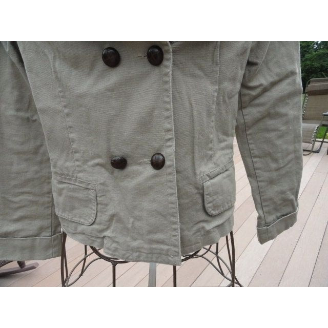 Vtg Steve & Barry Women's Beige Khaki Double Breasted Blazer Made In India 100% Cotton Size S NWOT