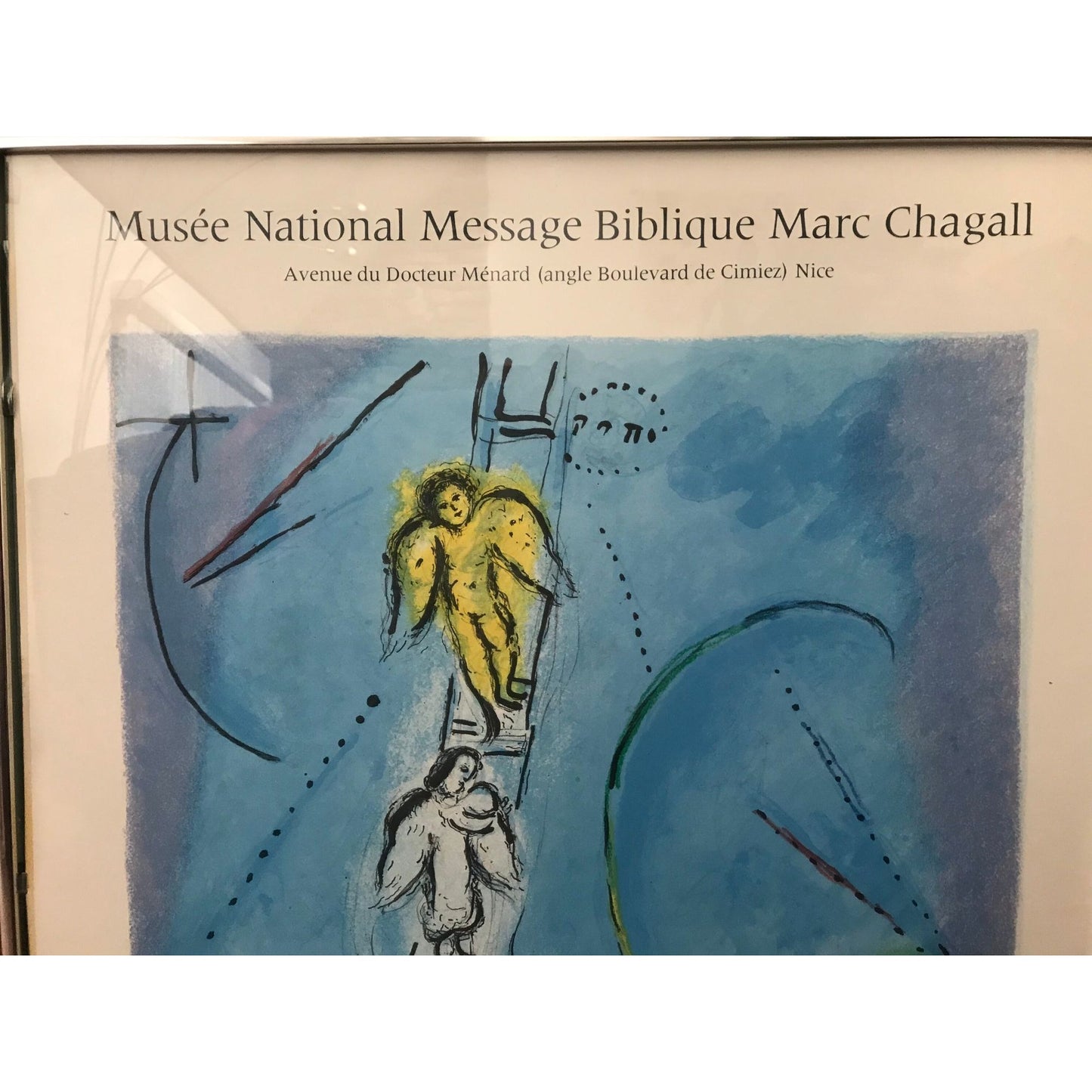 Vtg Marc Chagall 1887-1985 Poster Framed "Musee National Message Biblique" Marc Chagall "Peintures bibliques recentes" (1966-1976)