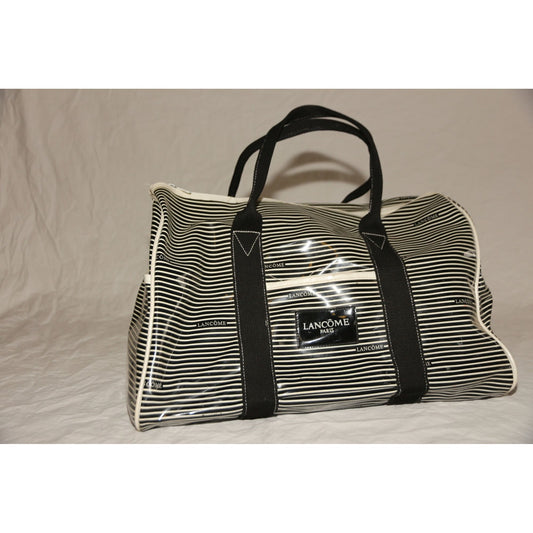 Vintage Lancome Paris Overnight Weekend Bag Travel Luggage Black And White New