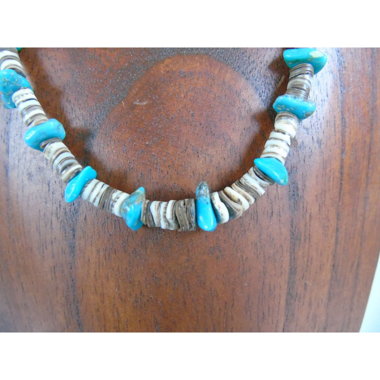 Vintage Heishi Necklace Turquoise Beads Graduated Shell Beads Santo Domingo Native American