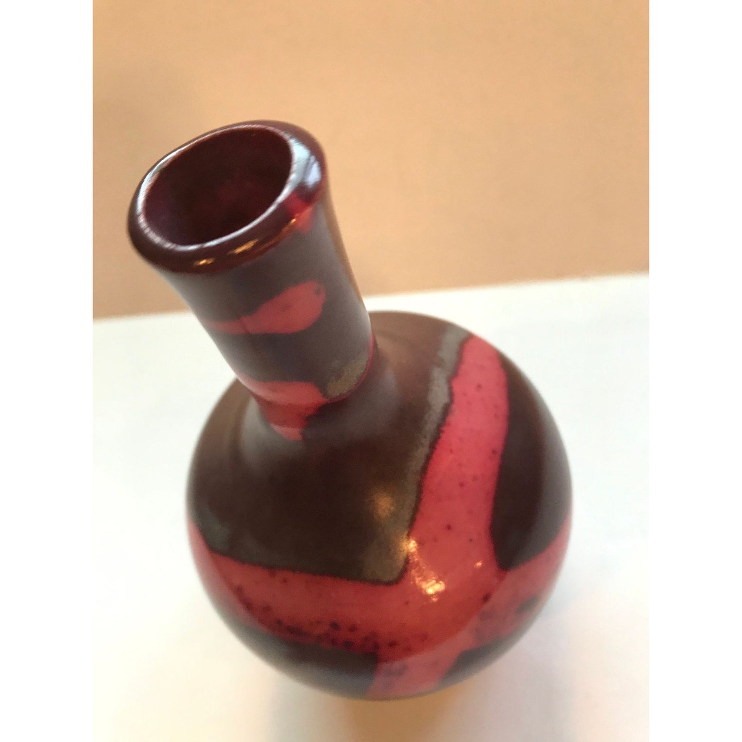 Vintage 1970's Ruth Stein Art Pottery Vase Jun Kiln Glaze Mid Century Modern Signed On Base