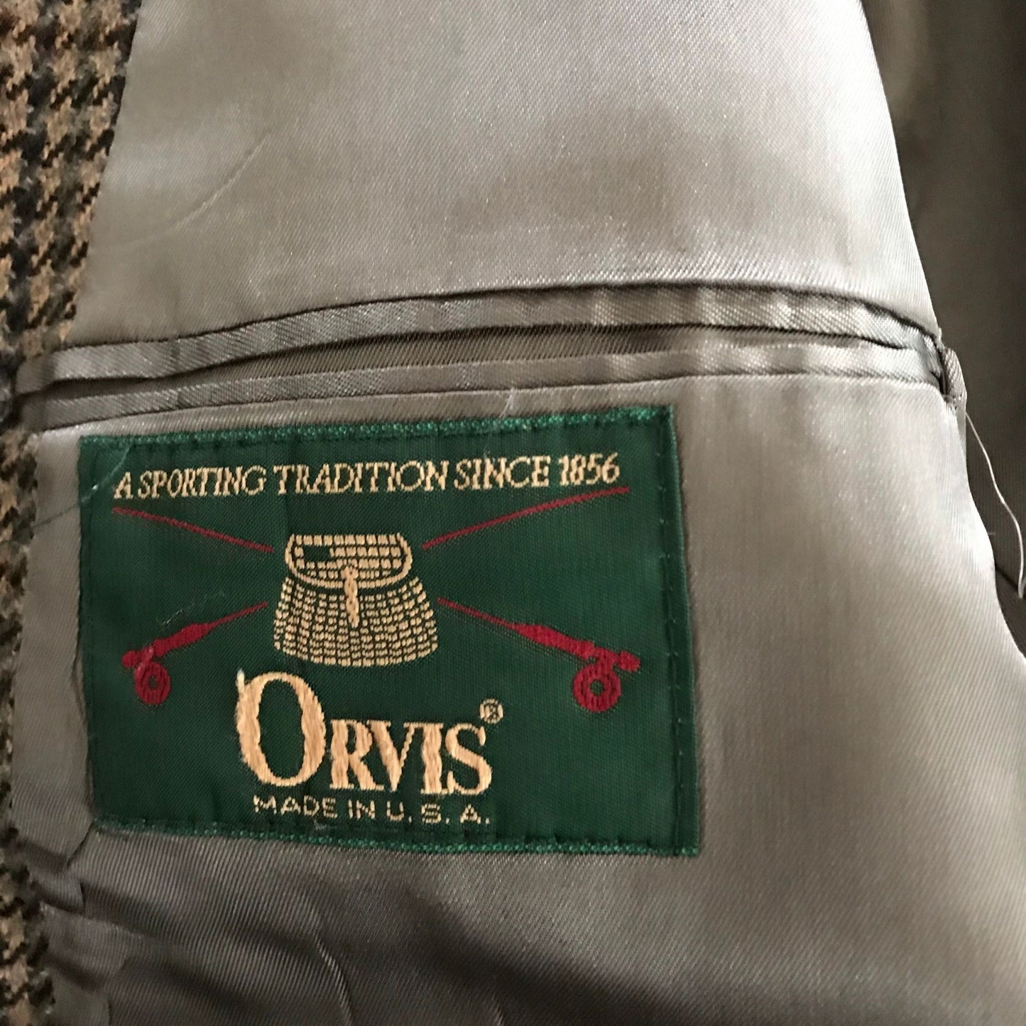 Vtg Orvis "A Sporting Tradition Since 1856"  Brown Blue Men’s Sport Coat 42S 100% Pure Wool Tailored In The U.S.A.